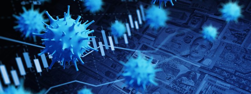 World economy and corona virus concept. The impact of coronavirus on the stock exchange.