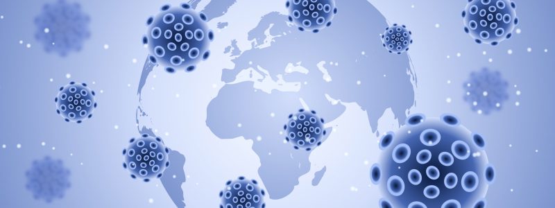 Medical banner with abstract virus cells on globe design Medical banner with abstract virus cells on a globe design